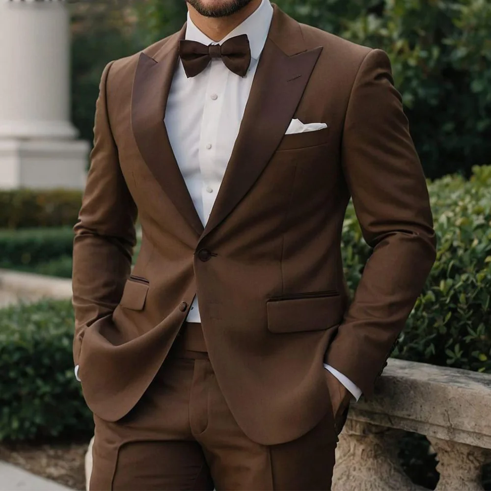 

Men Suit 2 Piece Set Notch Lapel Single Breasted Slim Fit Comfortable Tuxedo Business Suits Elegant Formal Blazer Pants Wedding