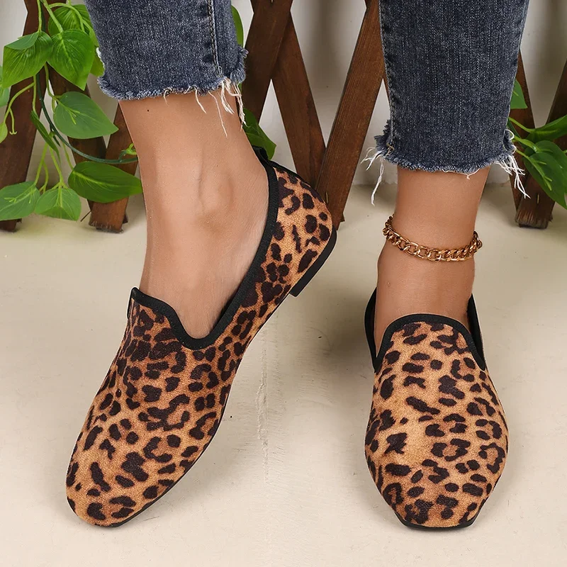 Sexy Leopard Women's Flat Heel Loafers 2026 Autumen Summer Comfort Light Weight Slip On Shoes Ladies Shallow Mary Jane Shoes