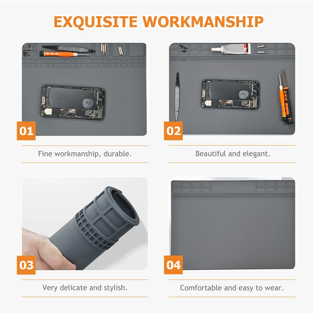 

Silicone Repair Mat Electronics Anti Static Work Station Grounding Desk Pad Laptop Table Area Rugs Bendable Screw Compartments