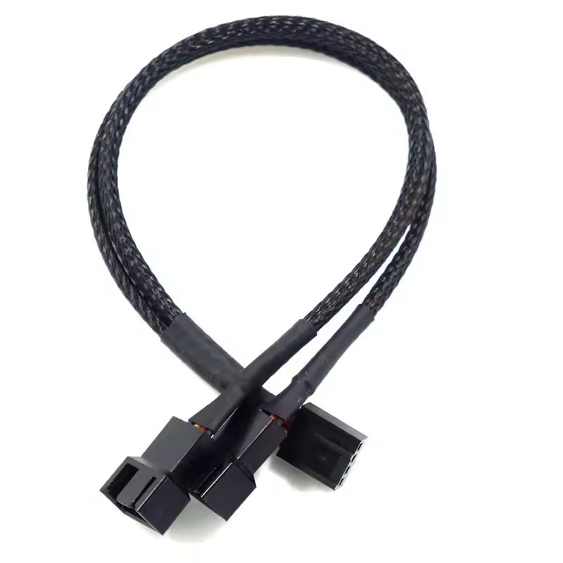 Cylarix PWM Fan Splitter Cable PC 4Pin 1 to 4 Ways Fan Power Extension Adapter Cable Black Sleeved Braided Cable 27cm/10.5 inche - Image 9