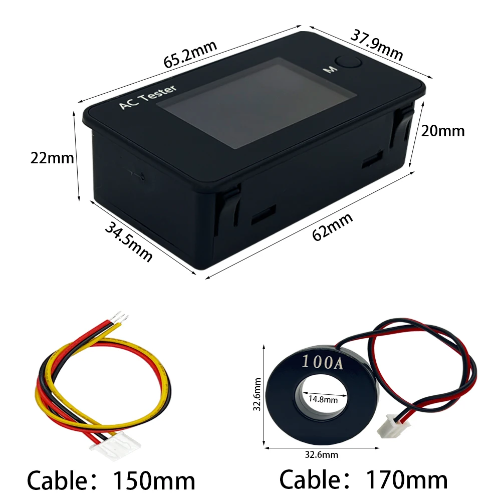 KWS-AC305 Wattmeter Power Meter Dual Voltmeter AC 0-500V Voltage 0-50KW Power Analyzers LED AC Electricity Meter 0-100A Detector