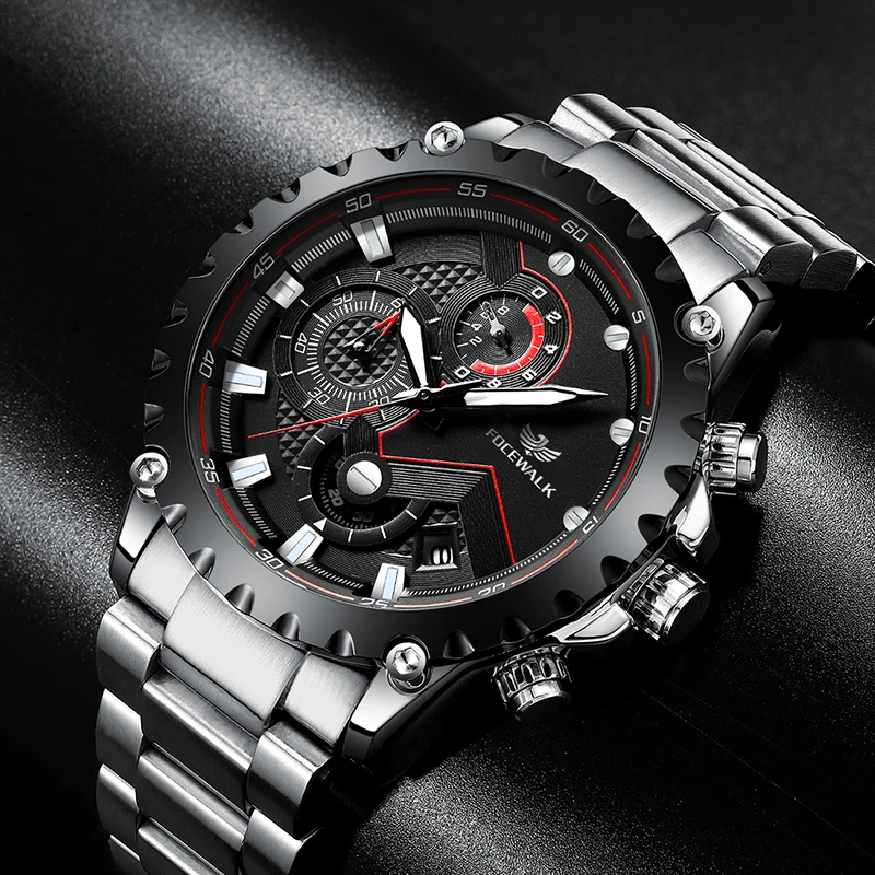 Men Luxury Quartz Luminous Watches FOCEWALK Sport Waterproof Calendar Chronograph Date Wristwatches Relogio Masculino 2024 New