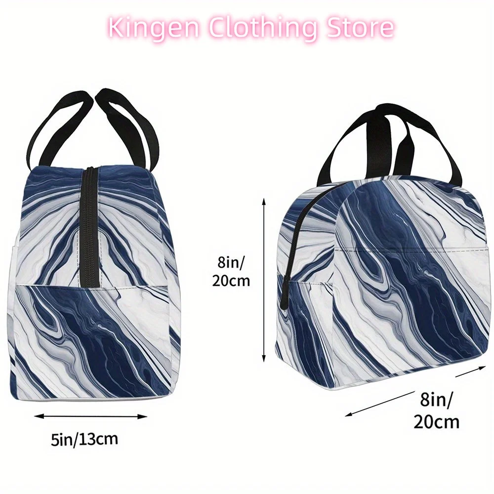 Cute Floral Insulated Lunch Bag with Side Pockets - 8x8x5 Inch Compact Oxford Fabric Lunch Tote for Commuting, Office,