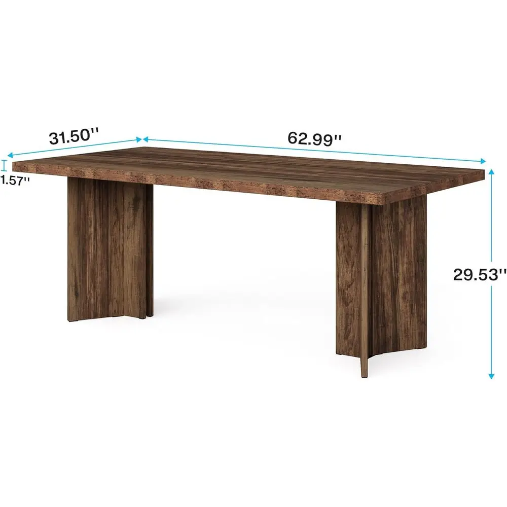 63-inch Dining Table, 4-6 Seater Kitchen Table with Large Tabletop, Regular Dinner Eating Table for Dining Room, Living Room, Ki