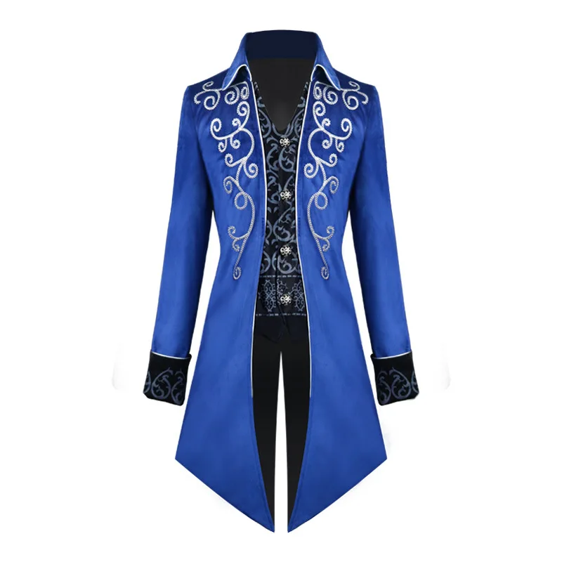 2023 New loween Men's Medieval Tailcoat Retro Mid-Length Punk Coat Middle Age Sle Faionable Stage Costume