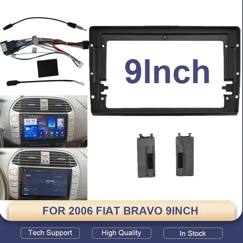 Car DVD MP5 Radio Android Stereo Harness Screens Accessories Navigation Dashboard Cables Frame Canbus FOR 2006 FIAT BRAVO 9INCH