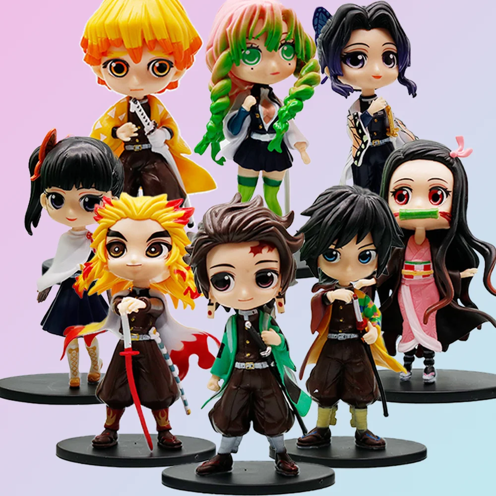 

New Demon Slayer Figure Toy Anime Kimetsu no Yaiba Q Version Standing PVC Figurine Model Doll Gifts
