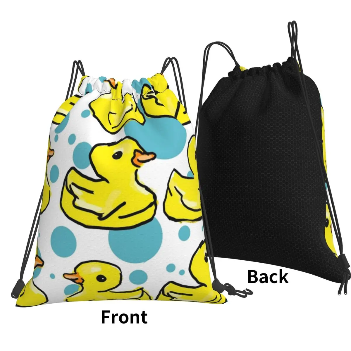 Rubber Duck - Yellow Bright Happy Design Backpacks Casual Drawstring Bags Sports Bag Book Bags for Man Woman Students