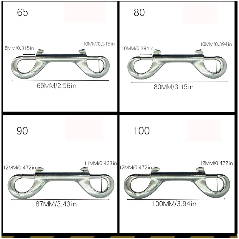 Stainless Steel Scuba Diving Double Ended Hook Snap Bolt kit Quick Draw Multifunctional Swimming Accessory Dog Leash Horse Tack