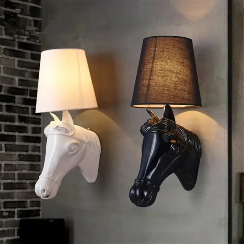 Creative Nordic Modern European Horse Bedroom Bedside Wall Lamps Aisle Led Wall Lights Stair Lights