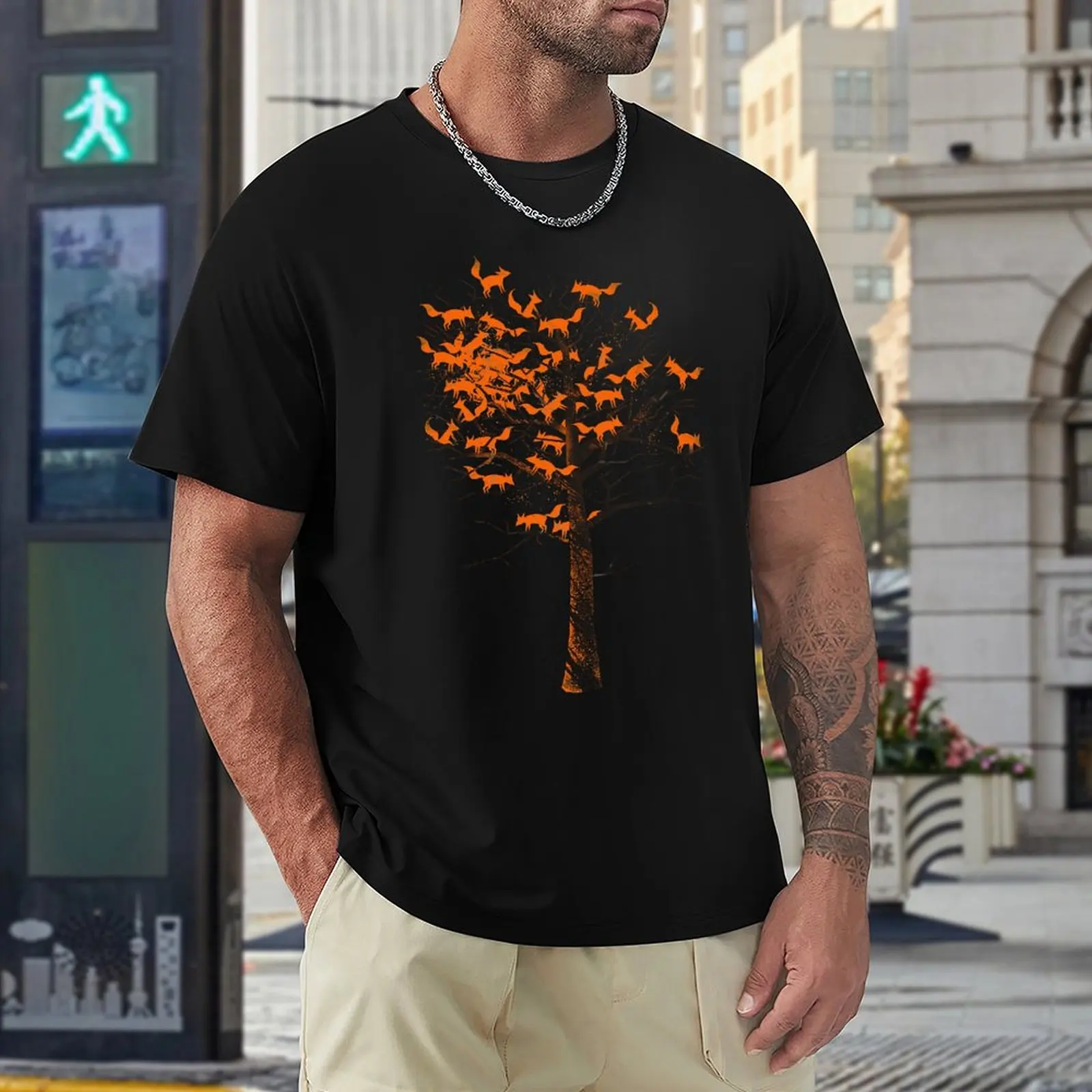 Blazing Fox Tree T Shirt Harajuku Short Sleeve T-shirt 100% Cotton Graphics Tshirt Tops