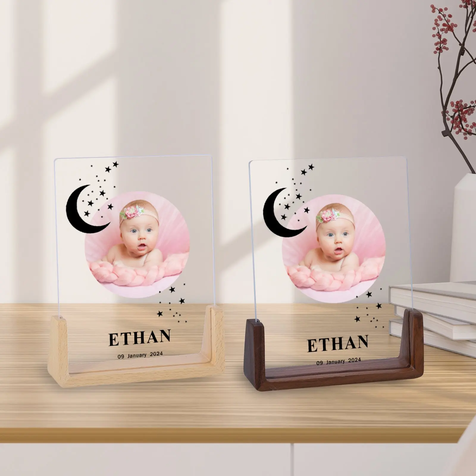 Personalized Constellation Birth Announcement Photo Frame Newborn Picture Frame for New Parents New Baby Boy Girl Nursery Decor