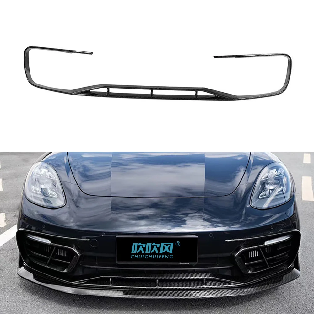 Car Styling Dry Carbon Fiber Front Bumper Trim Lip Diffuser Protect Cover Splitter Body Kit for Porsche Panamera 971 2021-2023