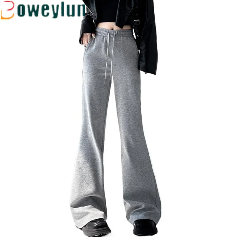 

Boweylun American Style Sports Sweatpants Women's Horseshoe Pants Spring and Autumn New Casual Flared Pants Female