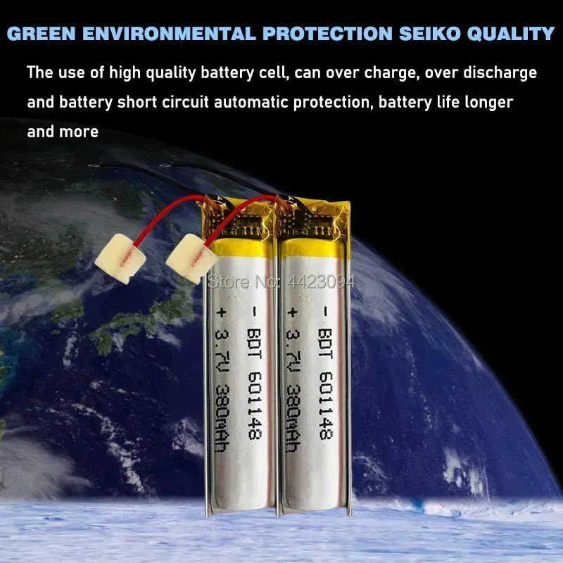 High quality 601148 3.7V 380MAH with protection board 601248 used for bluetooth MP5 GPS DVD lithium battery 601250 LWH 48*11*6mm