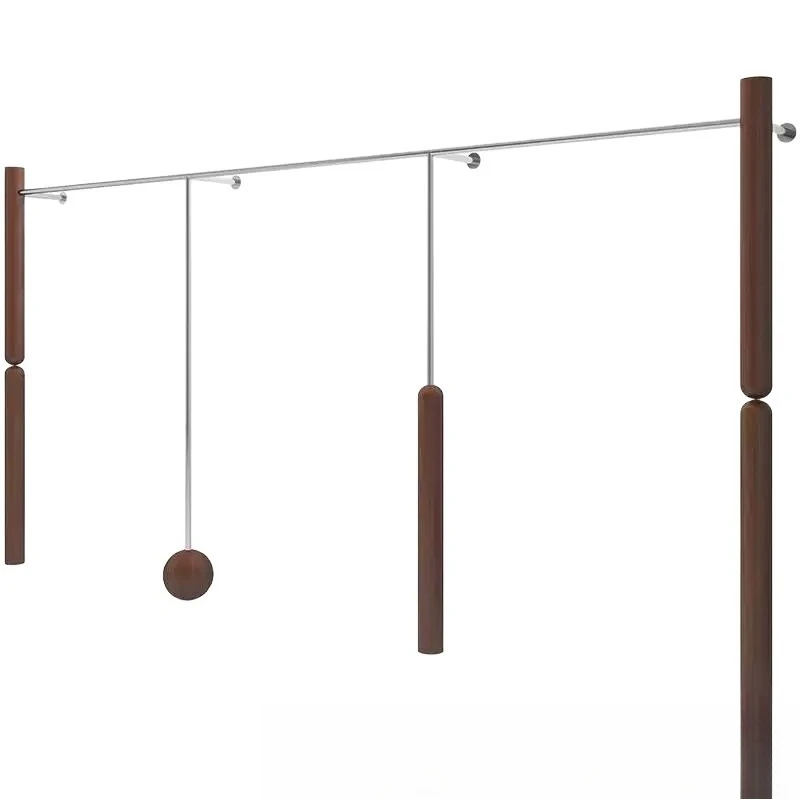 Clothing store display rack wall stainless steel hanger walnut wood grain retro shelf women's clothing floor display