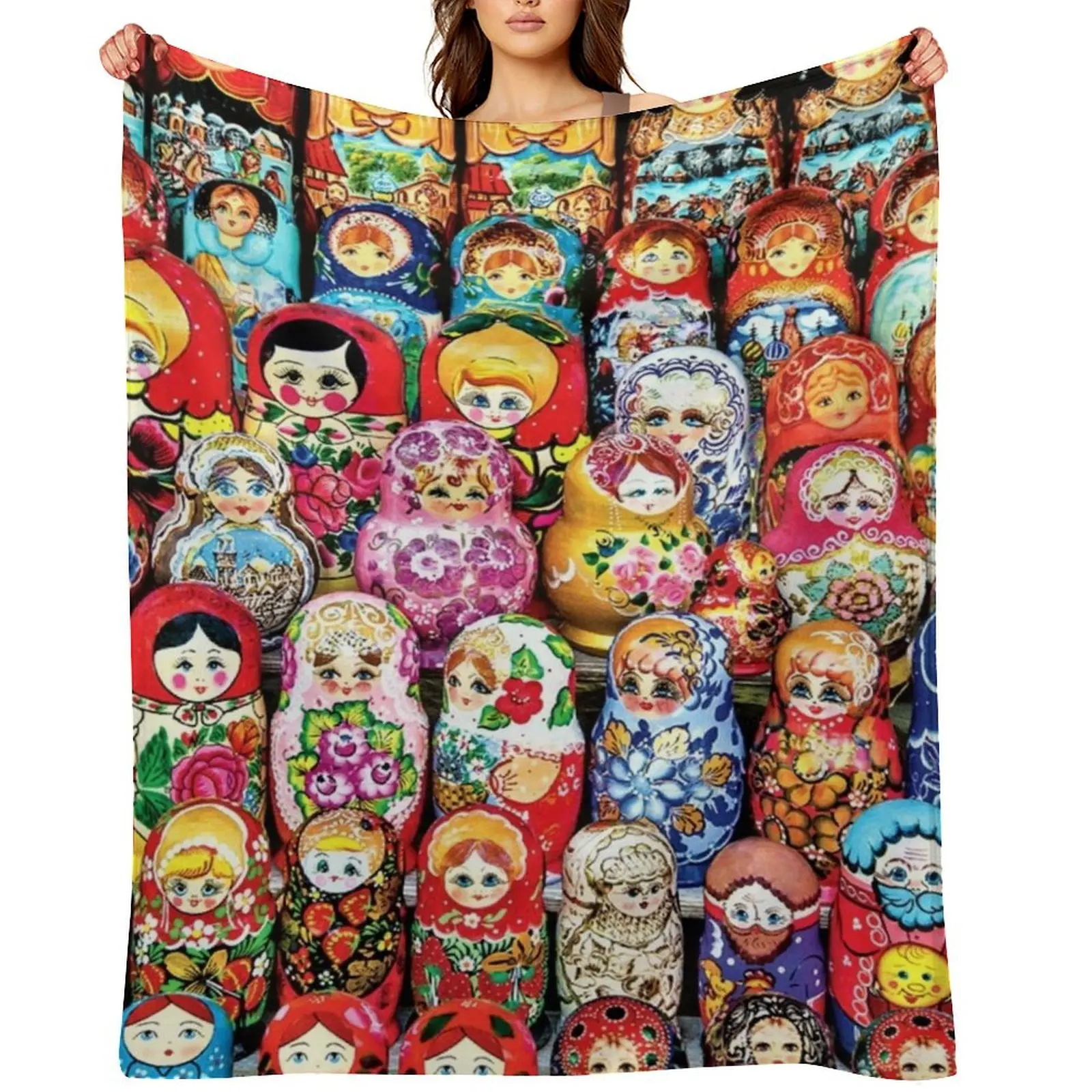 

many matrushca doll print photography by mysticladyart Matryoshka Throw Blanket wednesday Shaggy For Decorative Sofa Blankets