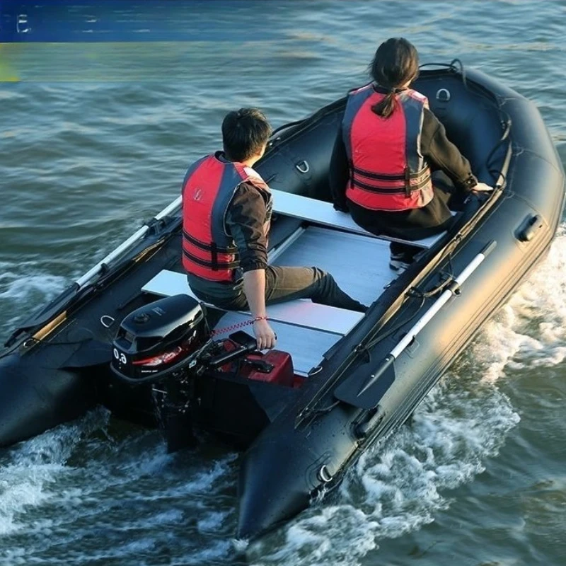 

Automatic inflatable assault boat, aluminum alloy bottom rubber boat thickened rescue fishing boat