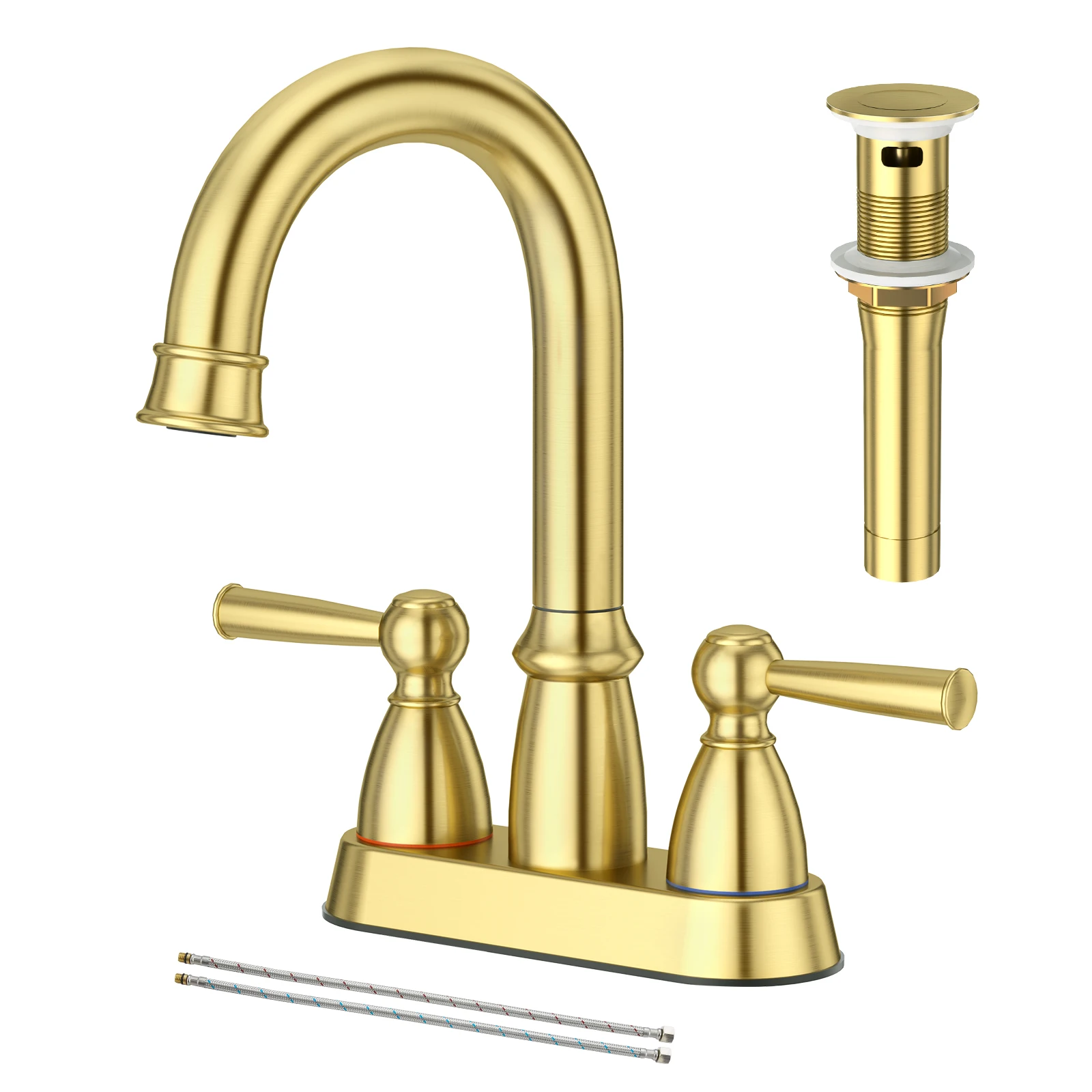 4 Inch 3 Hole Widespread Bathtub Faucet Hand Shower Bathroom Faucet With Pop-up Drain