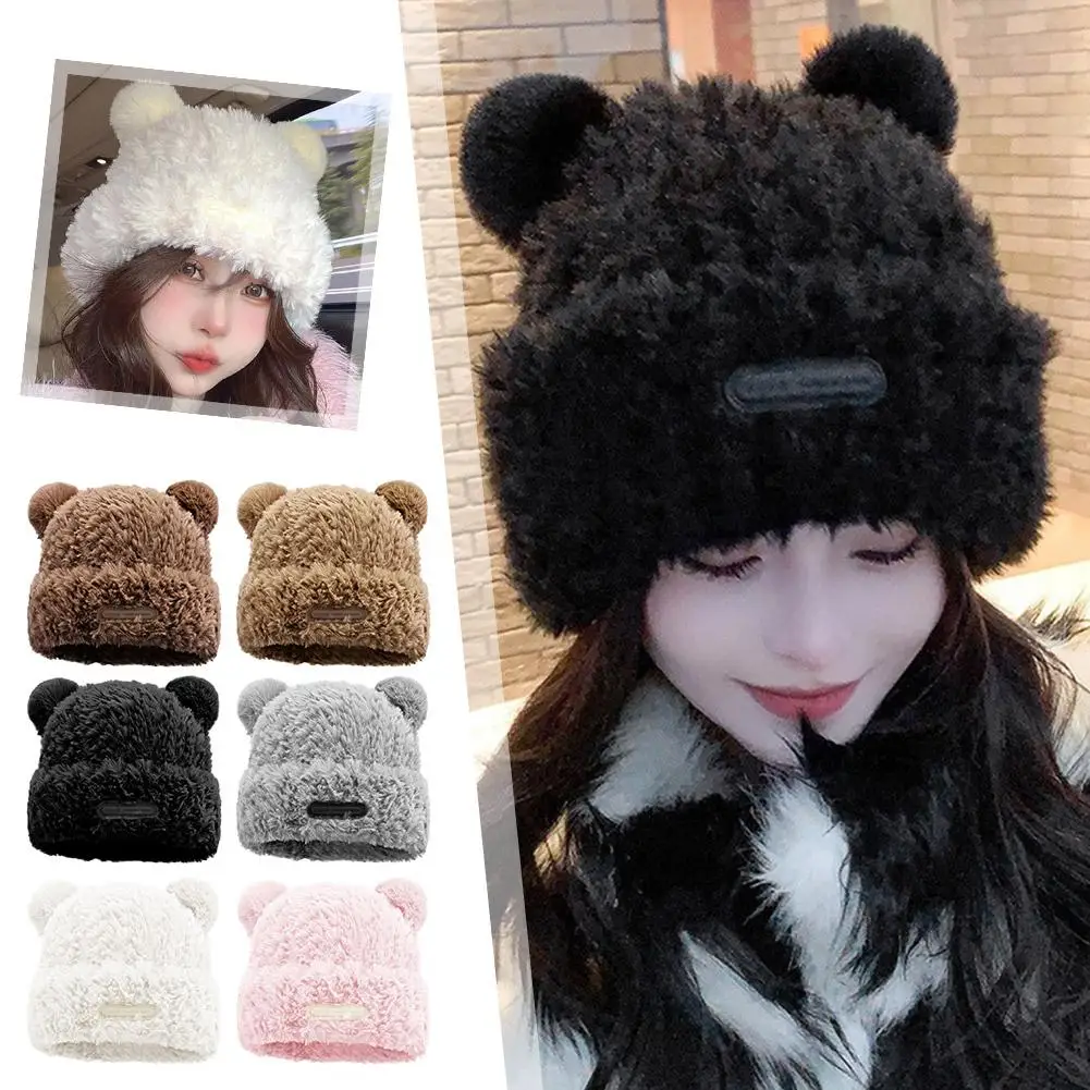 Letter Bear Ears Knittedcute Woolen Hat Beanie Hat Skull Cute Lovely Winter/autumn All-match Hat Cap Popular R5j1