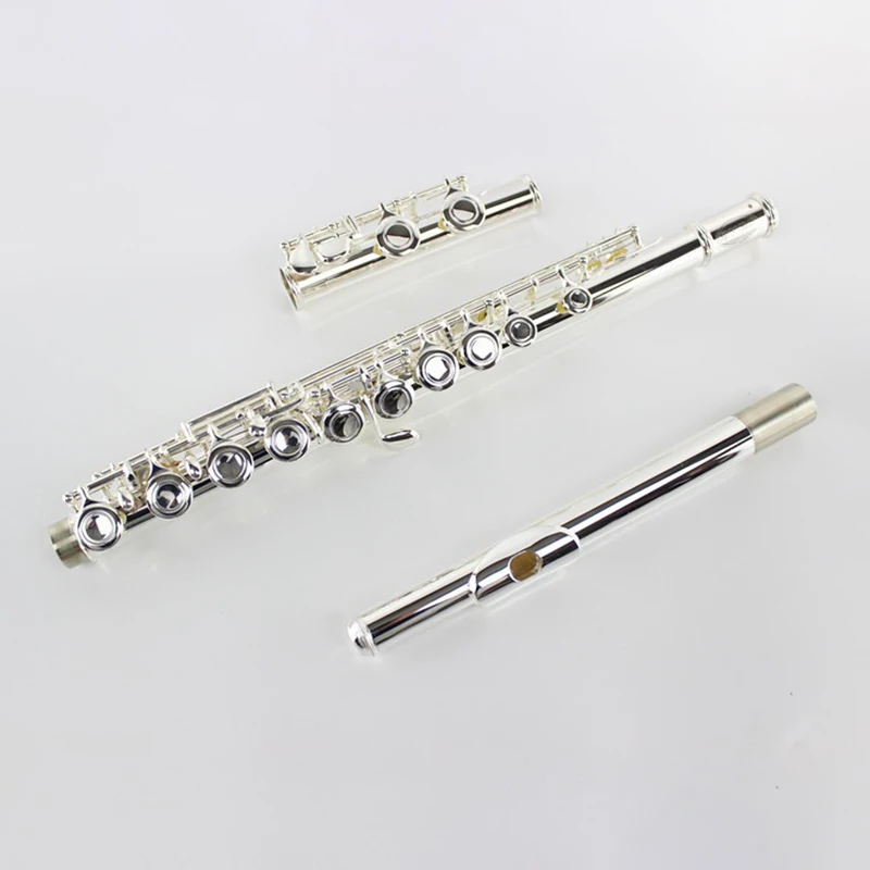 16 Holes Flute with E Key C Tuning Beginners Flutes Silver Plated Closed Hole Flute Adult Children Entry-level Split-type Flutes