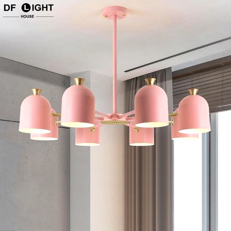 Modern living room ceiling chandelier bedroom ceiling lamp study LED chandelier kitchen wrought iron macaron chandelier lighting