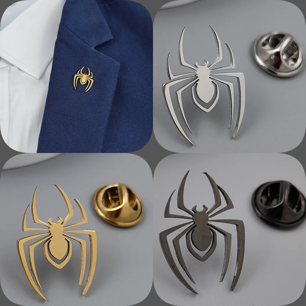 Classic gold-plated spider badge, women’s anti-exposure buttons, men’s suit lapel pin, formal brooch