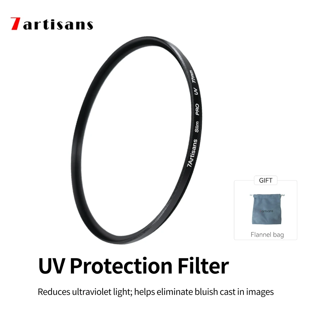 7artisans 7 Artisans UV Protection Filter Slim Frame with 6-Multi-Layer Coatings for 49mm 52mm 72mm 77mm Camera Lens