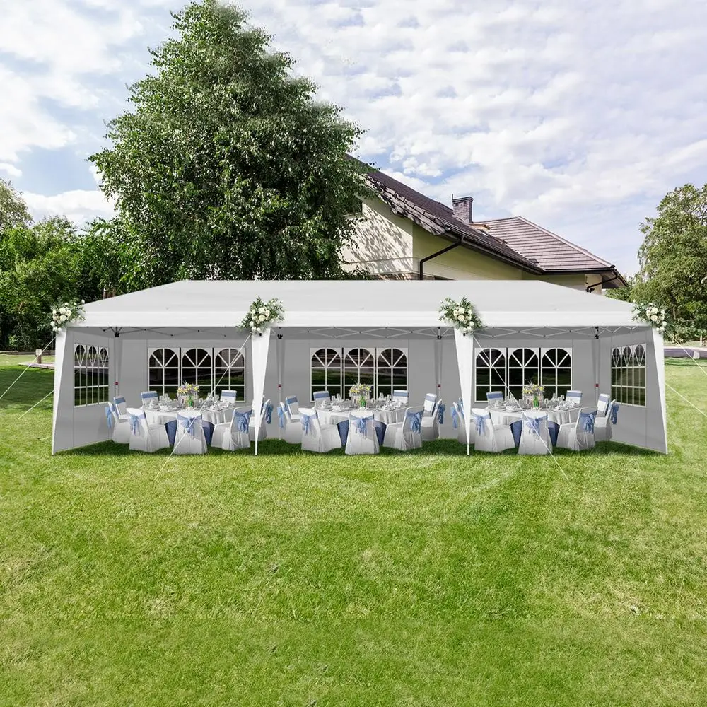 10x30 Pop Up Canopy Tent with Sidewalls, Outdoor Gazebo Canopy Tent, Patio Event Tents Outdoor Event Shelter for Parties White