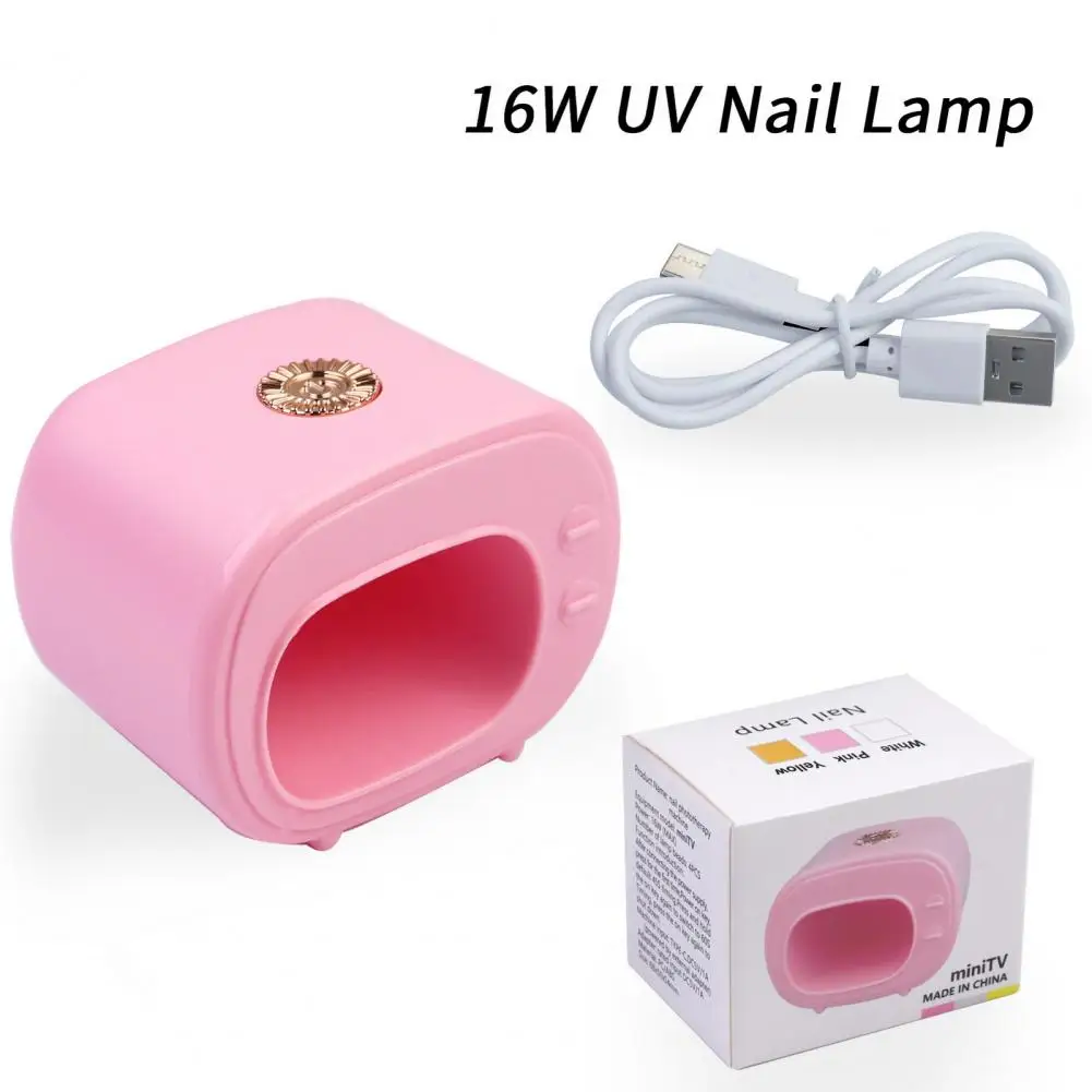 Máquina de fototerapia Uv, lámpara de uñas Usb de secado rápido, diseño portátil en forma de Tv para manicura, máquina de curado de esmalte de manos sin negro