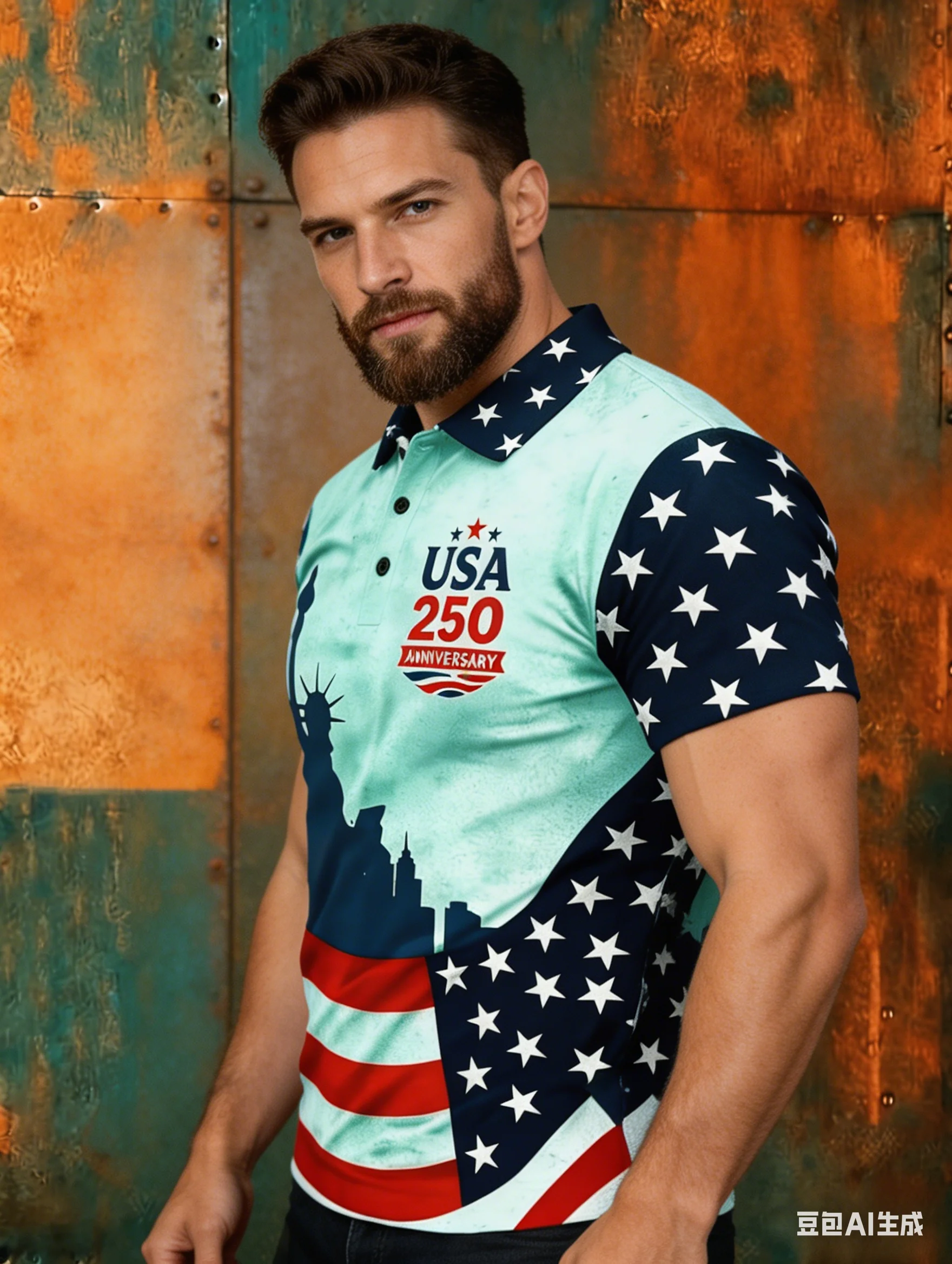 

Men's USA 250th Anniversary Polo Shirt 3D Print USA Flag Patriotic Short Sleeve Navy Top 2026