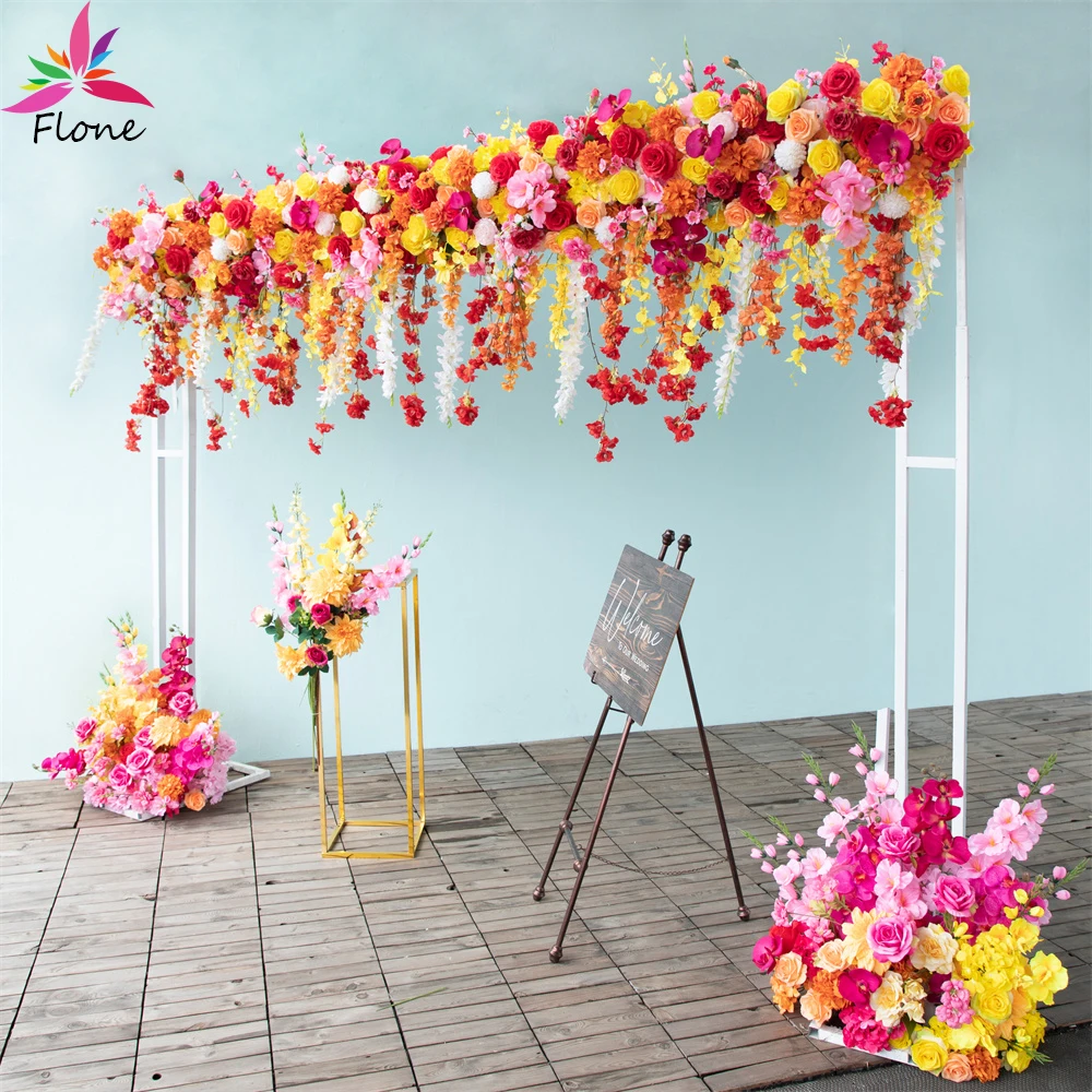 

L90cm Yellow Orange Hanging Phalaenopsis Artificial Flower Arrangements for Wedding Party Event Home Backdrop Decoration Props