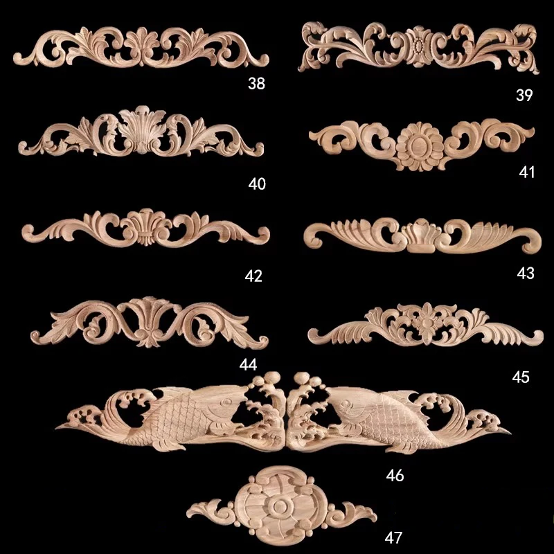 

Unpainted Wood Carved Applique Beautiful Carving Decal Garden Fence for Home Furniture Wall Door Frame Cabinet Decor