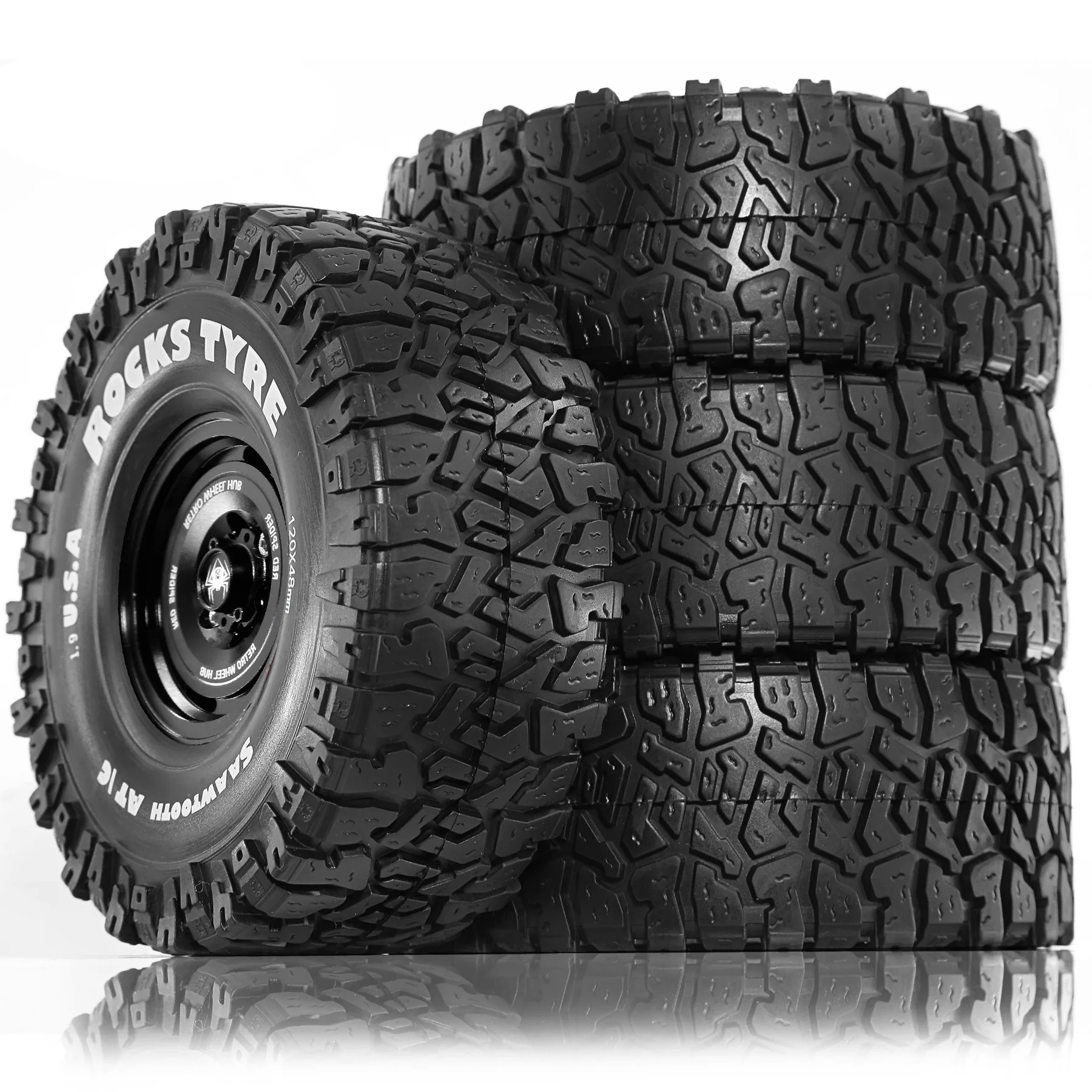 

1.9'' Metal Wheel Rim Tire Tyre 120x48mm Hex Hub 12mm RC Spare Parts for 1/10 FMS FCX10 Ford Crawler RC Car