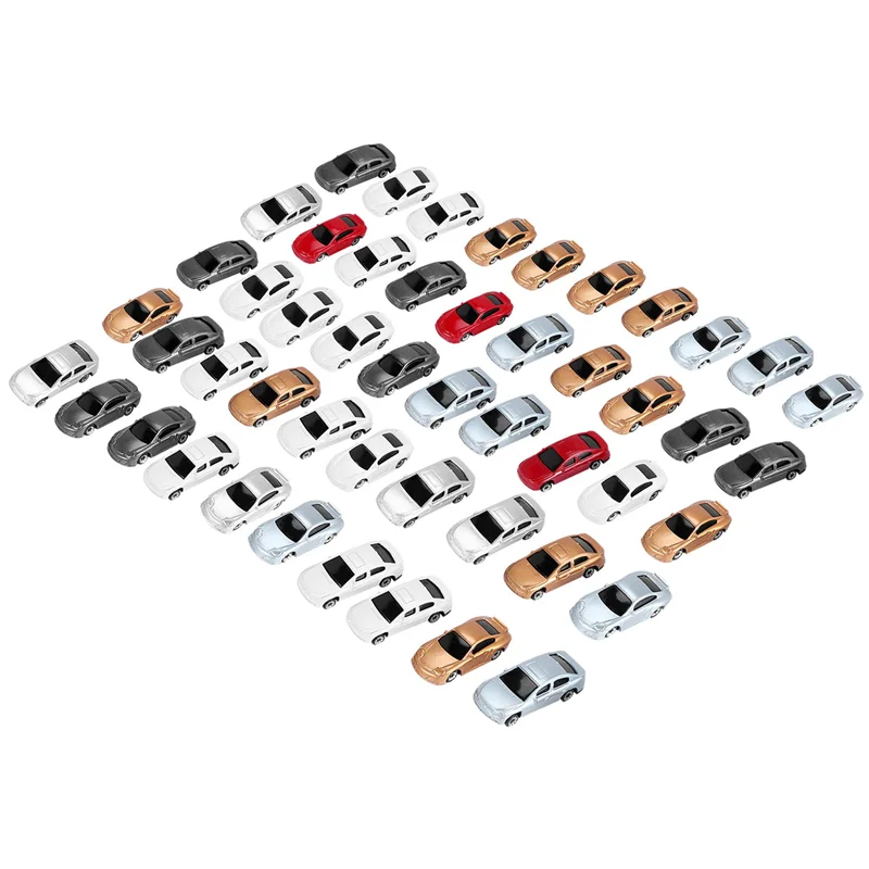 

AS96-50Pcs 1:87 HO Scale Model Car Painted Car Models HO/TT/N Scale Railway Modeling Making Mat