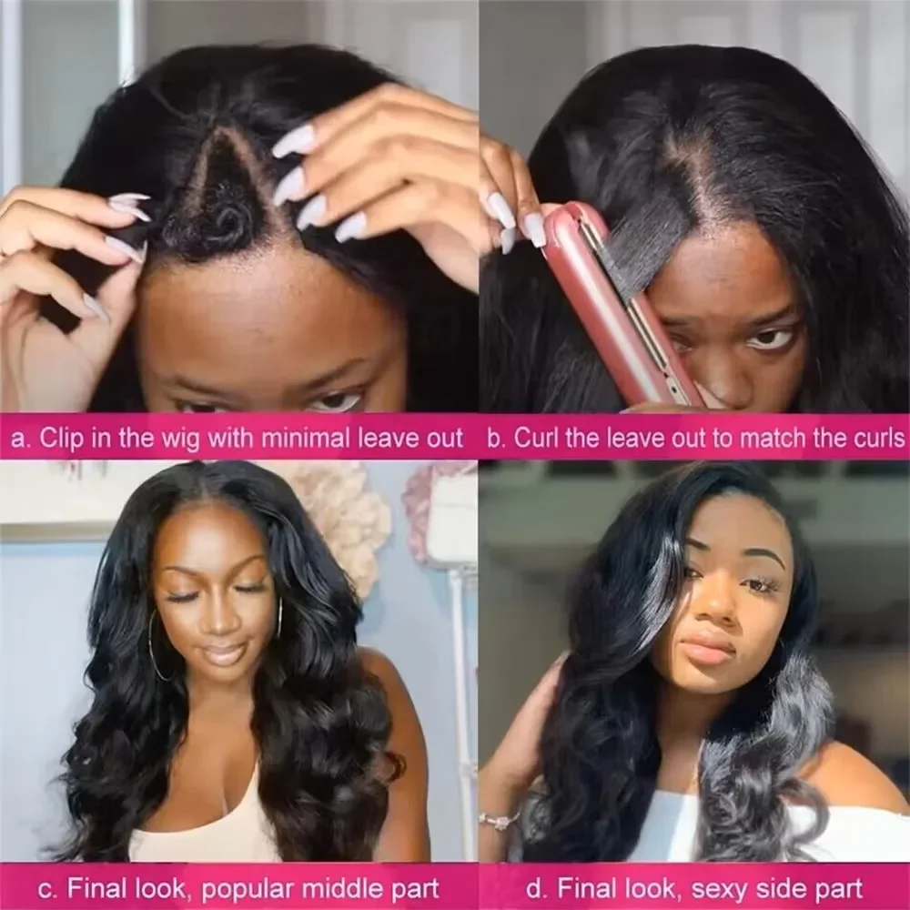 Natural V Part Body Wave Wigs 200% Density Remy Hair Machine No Leave Out 16 32 Inches Upgraded Brazilian Hair For Women Remy Human Hair