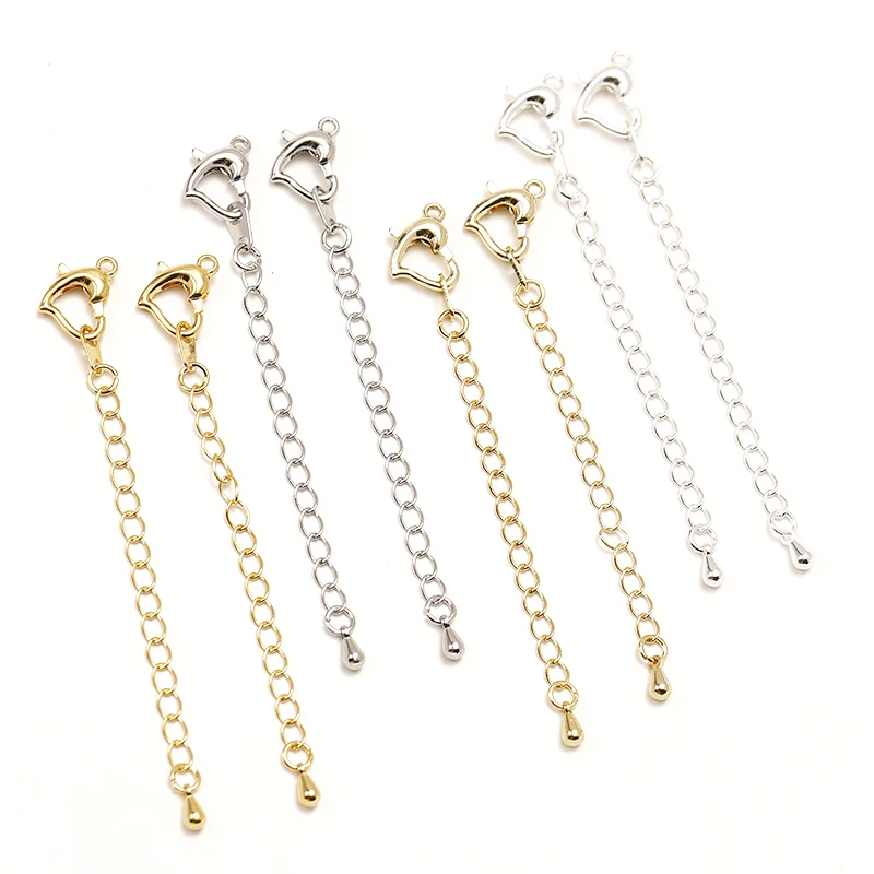 6 Pieces Brass Coated Gold Love Water Drop Extended Chain DIY Jewelry Making Necklace, Bracelet, Clothing Accessory Materials