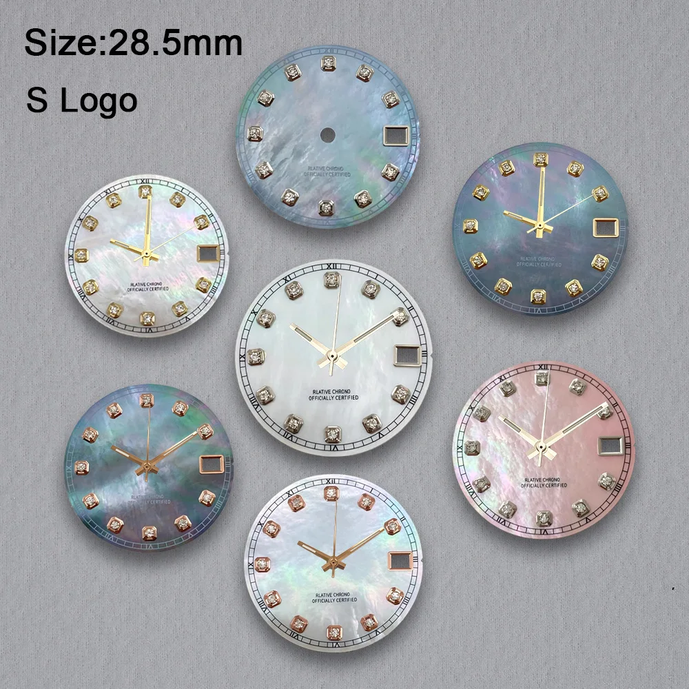 Neues 28,5 mm S-Logo-Diamant-Zifferblatt, geeignet für NH35/NH36 Japan-Uhrwerk Fritillaria, hochwertiges Zifferblatt, Uhrenmodifikationszubehör