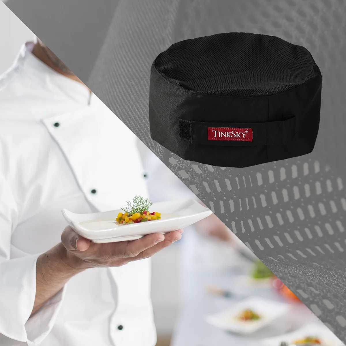 Chef Hat Black Breathable Mesh Top Skull Cap Cooking Adjustable Chef Hat Men Kitchen Baker Elastic Hat Catering Cooking Cap