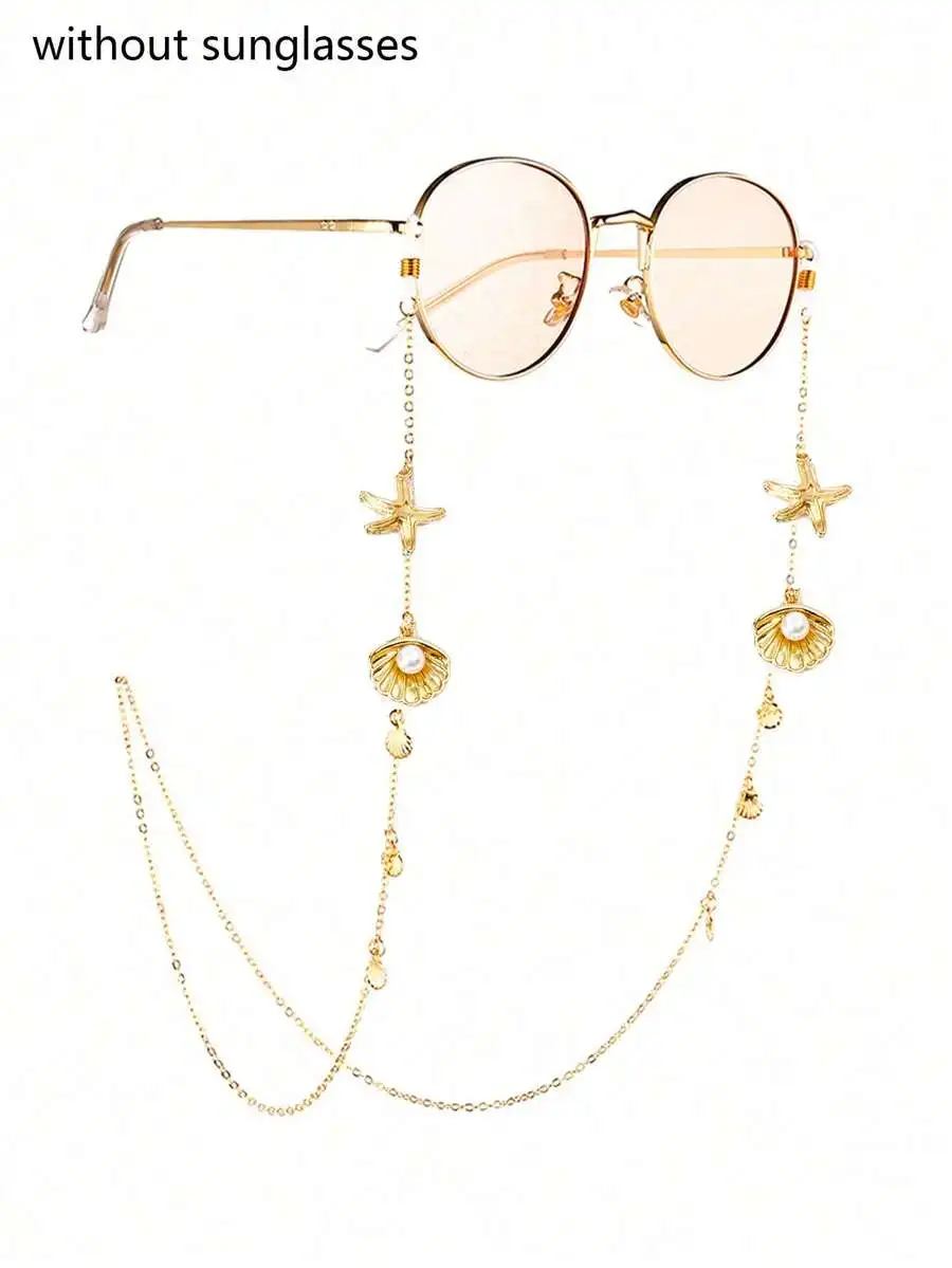 1pc Starfish,Shell Decorated Eyeglasses Chain,Women's Eyeglasses Chain,Women's Anti-Slip Eyeglasses Strap,Travel Essential