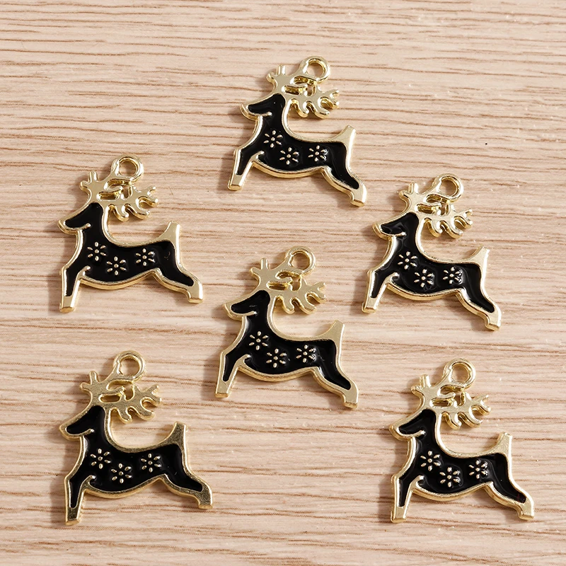 10 stücke 18x20mm Cartoon Emaille Tier Hirsch Charms Anhänger für die Herstellung von Tropfen Ohrringe Halsketten DIY Armbänder Schmuck Ergebnisse – Detail 6