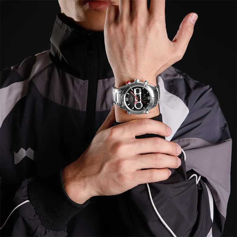 NAVIFORCE New Men Watch Stainless Steel Top Brand Luxury Sports Waterproof Clock Chronograph Quartz Wristwatch Relogio Masculino