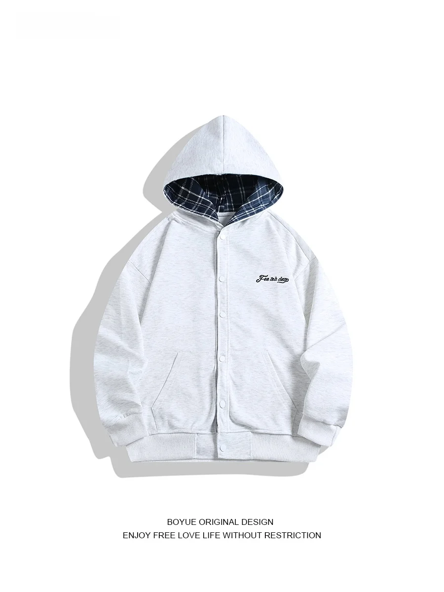 

Boyue American Sle Heavyweight Plaid с капюшоном Бейсбол Jaet College Sle Ретро ex Уличная толстовка Модная