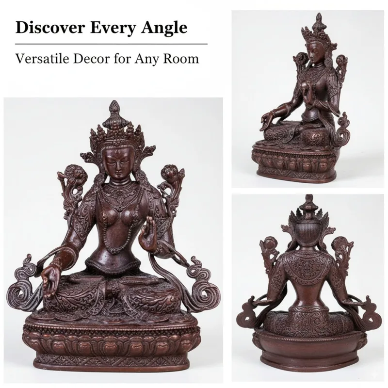 Green Buddha Statue 2 Inch Ornament Antique Copper Tantric Buddhist Figure Sacred Temple Decoration Home Worship Meditation Gift
