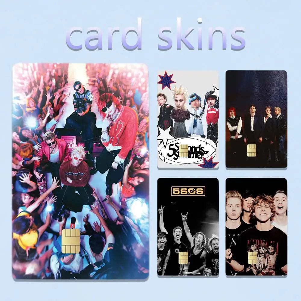 5sos S-SecondS of SummerS 4pcs 1Set Card Stickers Small Waterproof Chip 4PCS Card Sticker Anti-Scratch