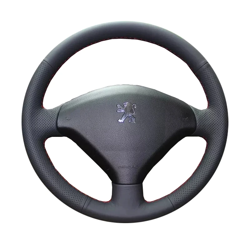 Car Products DIY Black Wearable Faux Leather Car Accessories Steering Wheel Cover For Peugeot 308 Old Peugeot 408