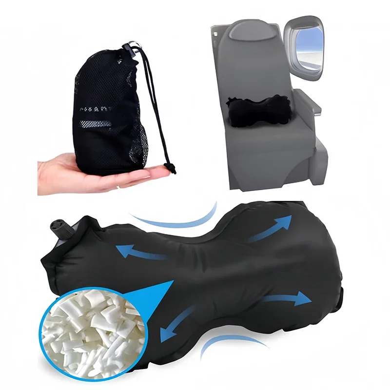 Inflatable Travel Pillow Lumbar Support Pillow Reduce Lower Back Pain Portable Lumbar Pillow for Airplane Car Office Chair