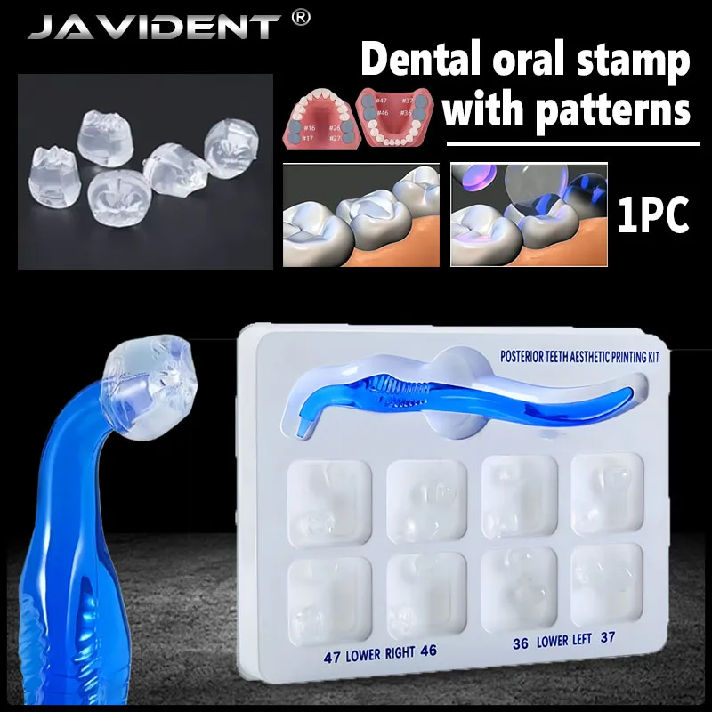 1Set Dental Posterior Teeth Aesthetic Printing Mould Kit Resin Reshape Fissure Printing Stamp Restoration Filling 16 Pcs Moulds