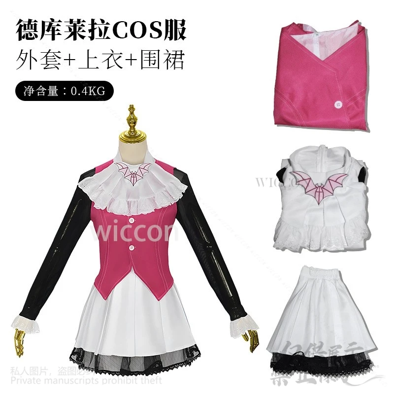 Anime Film Monster Cosplay Draculaura Kostuum Hoog Meisje JK School Jurk Roze Lolita Pruiken Vampiree Halloween Kerst Rollenspel