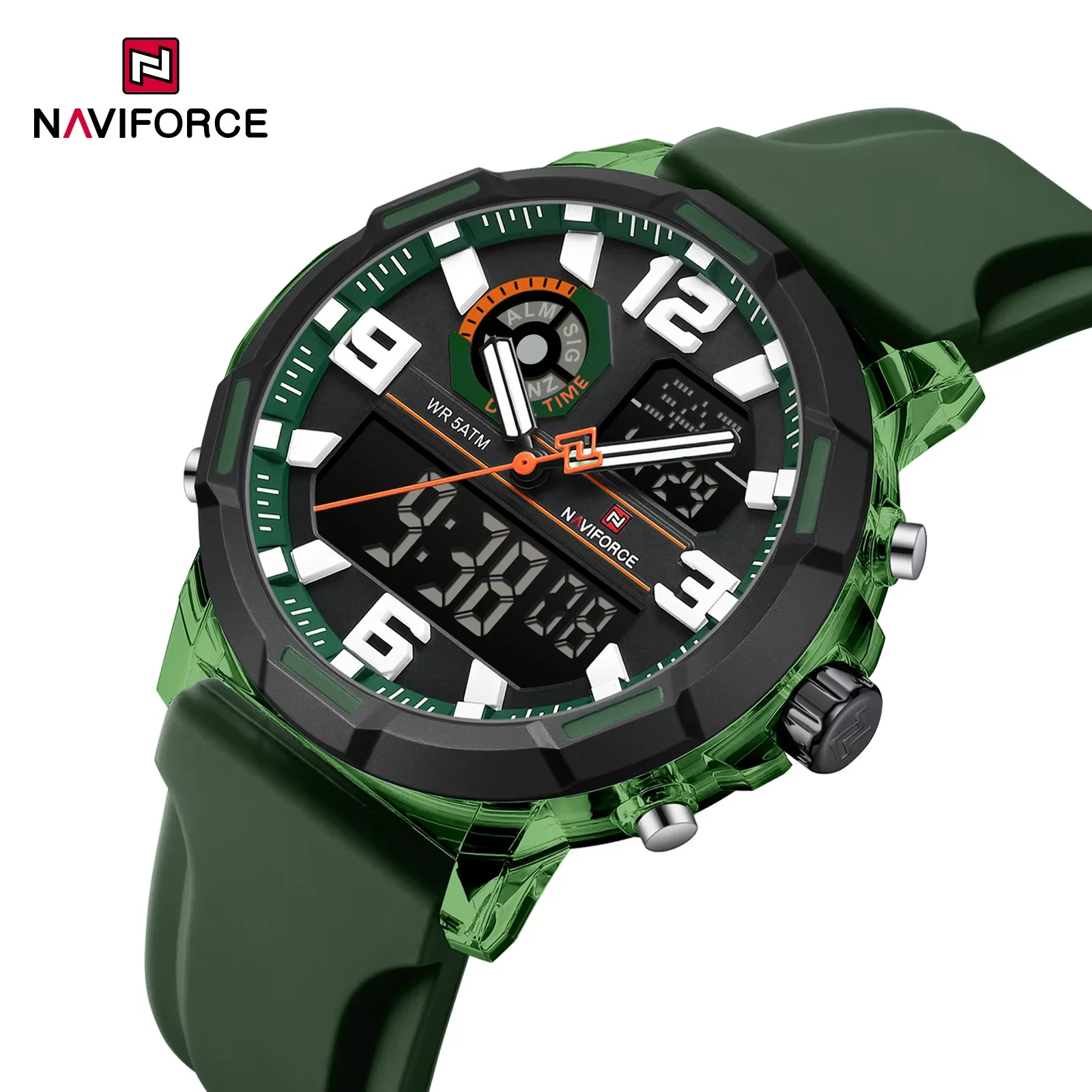 High Quality NAVIFORCE Casual Men Dual Watch Sport Water Resistant Countdown Wristwatch Man Chronograph Alarm Clock Fashion 2026